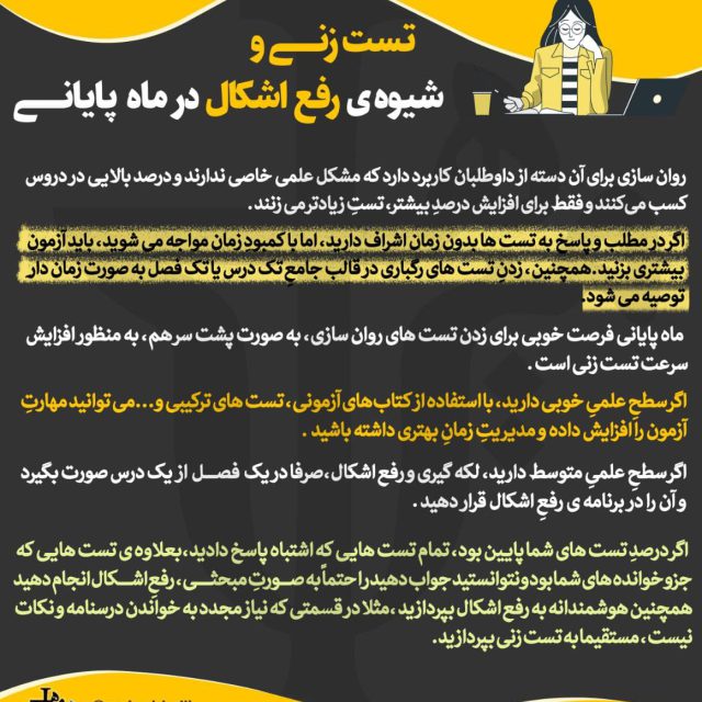 تست زنی و شیوه ی رفع اشکال در ماه پایانی تست زنی و شیوه ی رفع اشکال در ماه پایانی